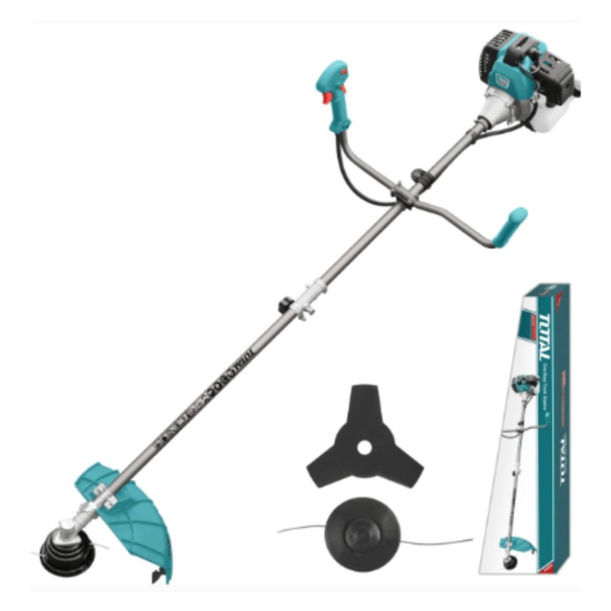 TOTAL TOOLS - Motoguadañadora a Gasolina 2 Tiempos 1. 4KW 52CC 9000RPM Total