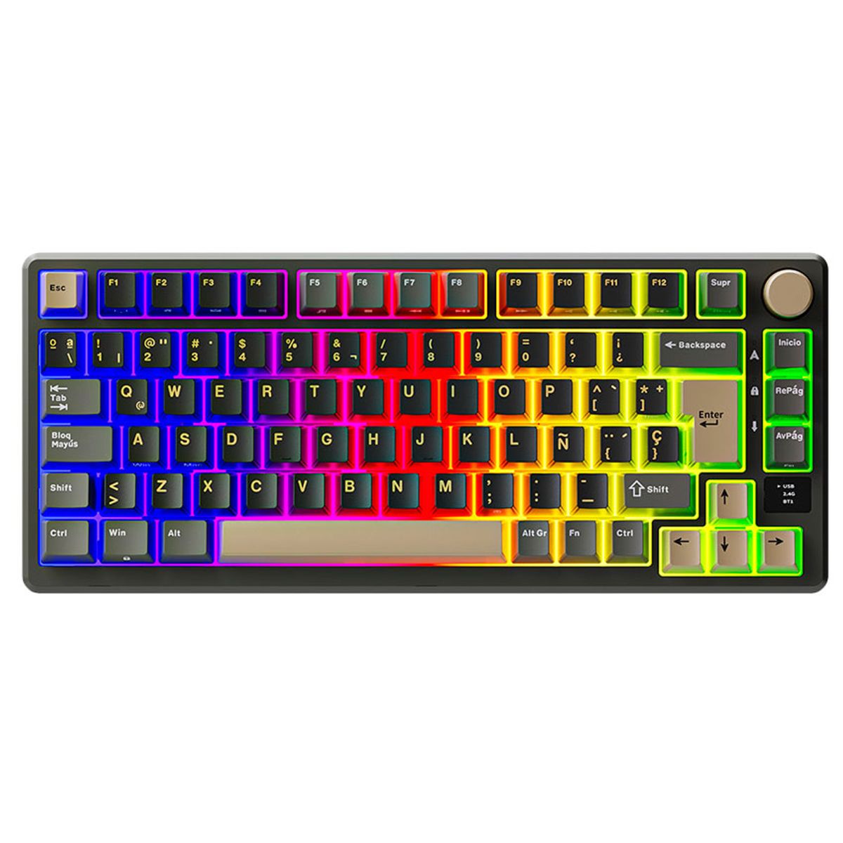 ROYAL KLUDGE - Teclado Royal Kludge RK-M75 Phantom Brown RGB Triple Modo