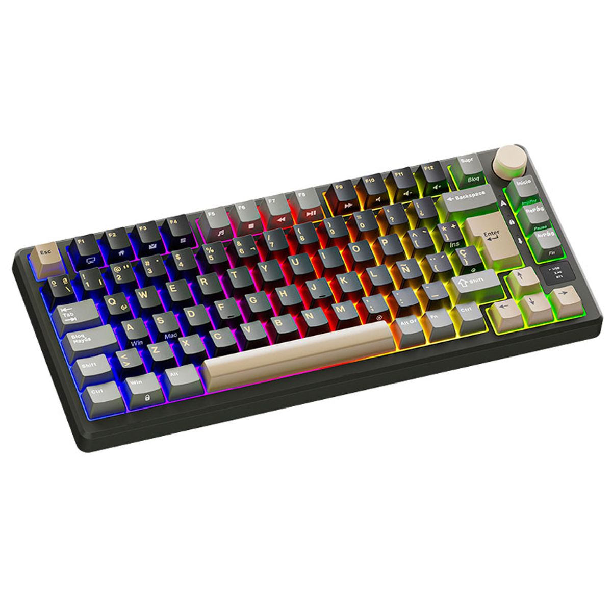 ROYAL KLUDGE - Teclado Royal Kludge RK-M75 Phantom Brown RGB Triple Modo