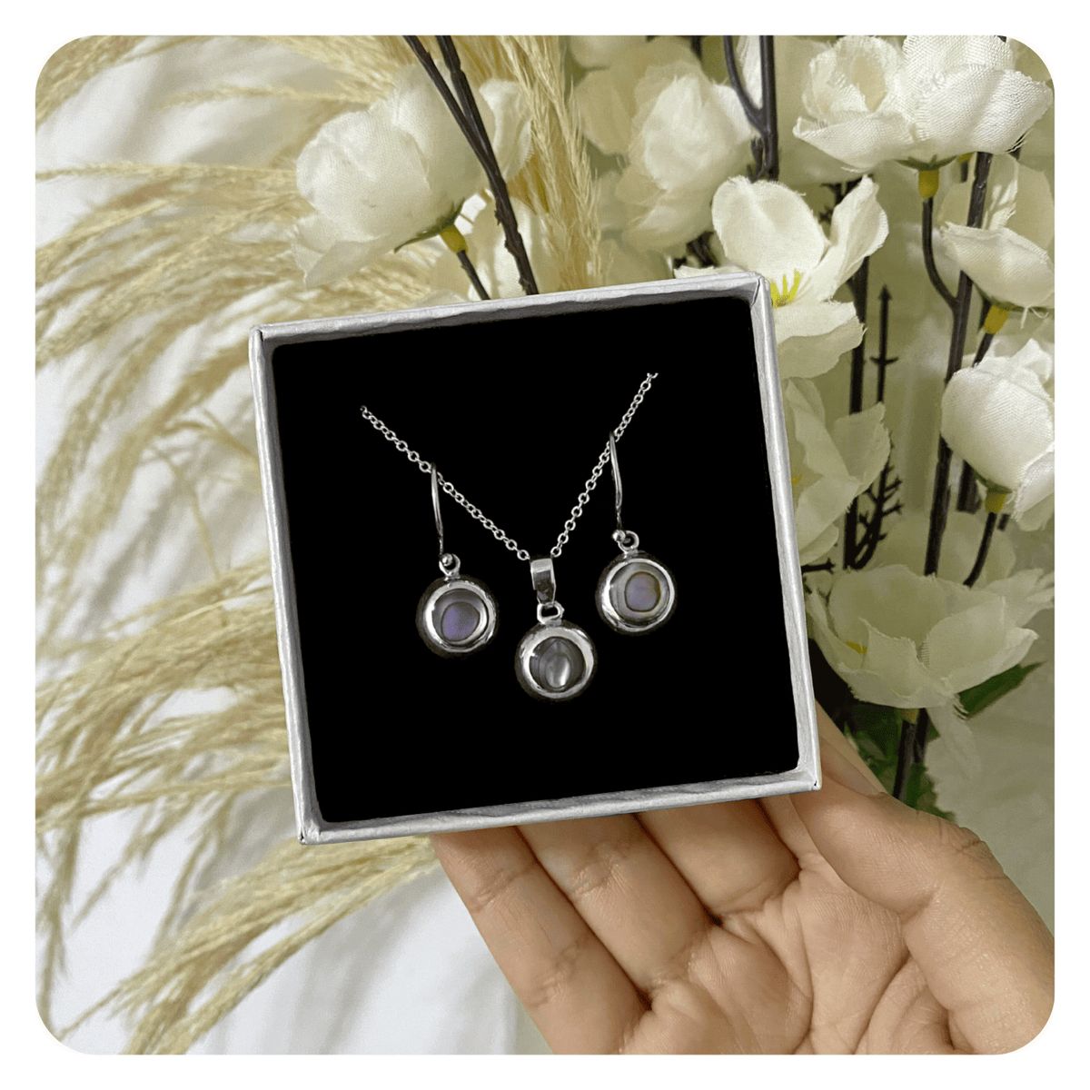 GENERICO - Set Pack Aretes Collar Mujer Piedra Avalon Joya Plata 950