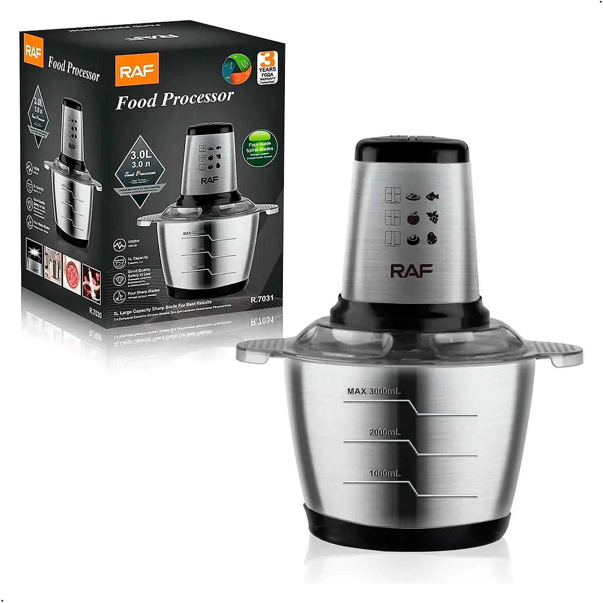 RAFF - Picadora De Alimentos Raf R.7031 Procesadora 3 Litros 1000w
