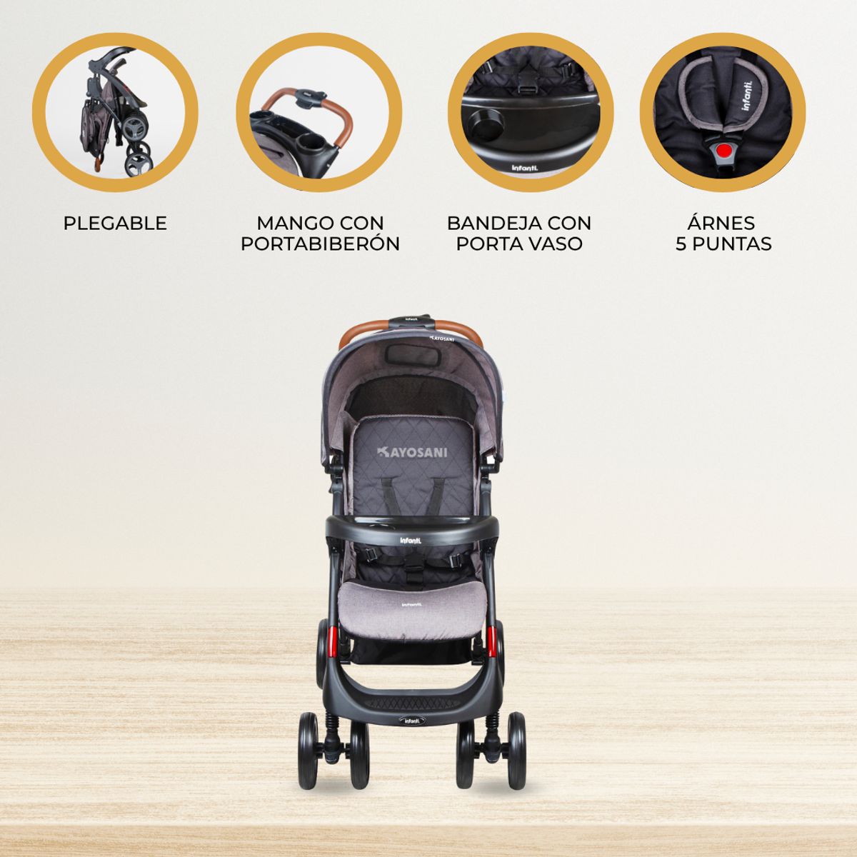 INFANTI - Coche Travel System  «POMPEYA» Gray