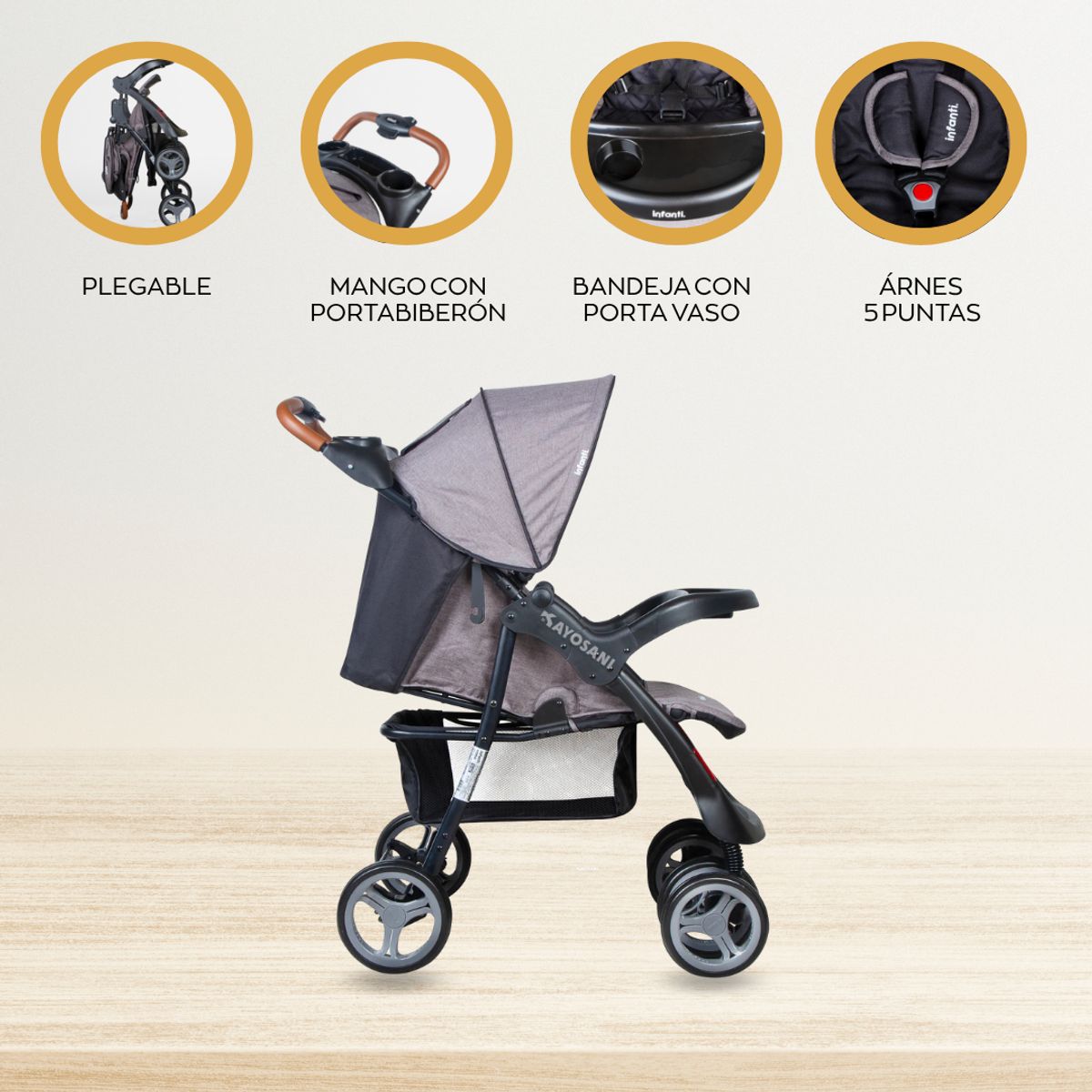 INFANTI - Coche Travel System  «POMPEYA» Gray
