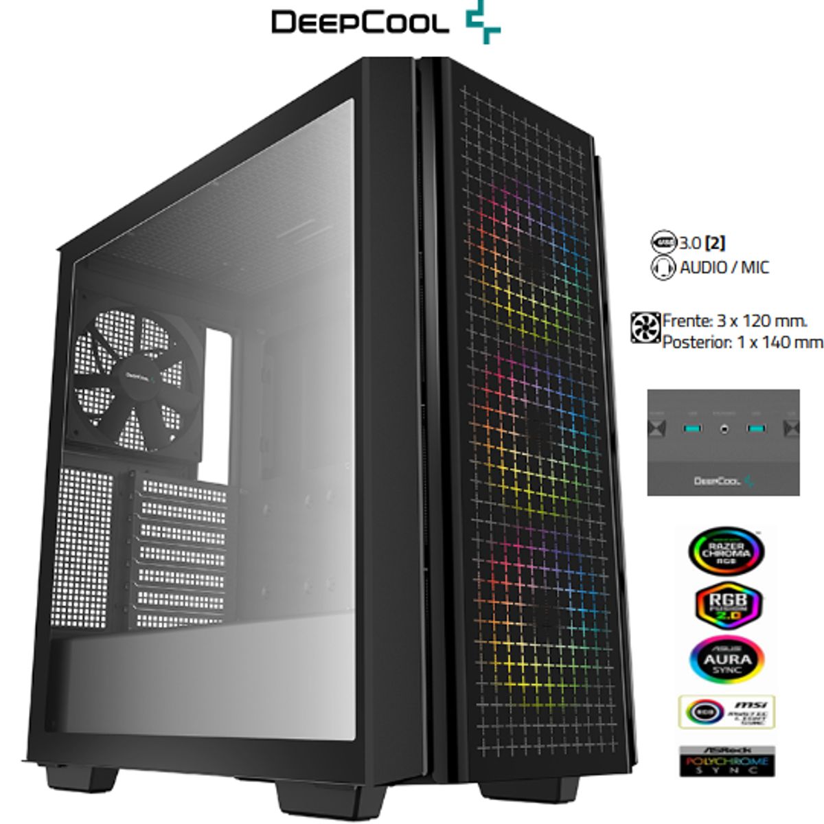 DEEPCOOL - Case CG540 •Placa Base ITX  M-ATX  ATX  EATX DeepCool