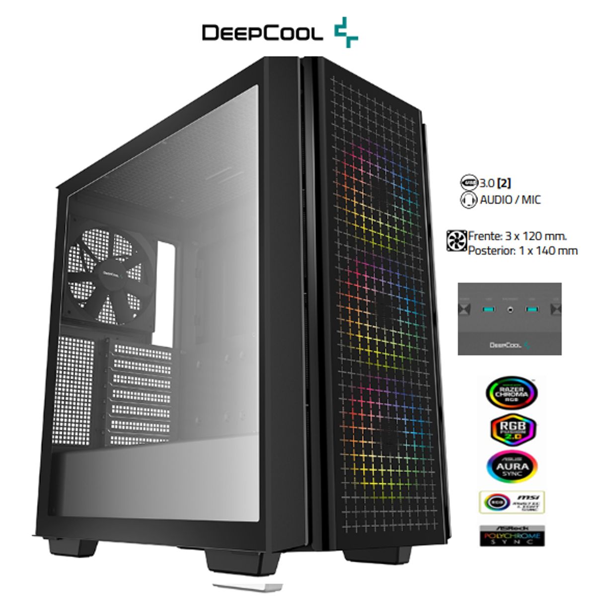 DEEPCOOL - Case CG540 •Placa Base ITX  M-ATX  ATX  EATX DeepCool