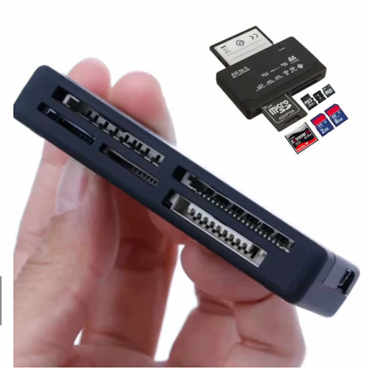 GENERICO - Lector De Tarjetas De Memoria USB Externo Mini SDHC M2 MMC XD CF