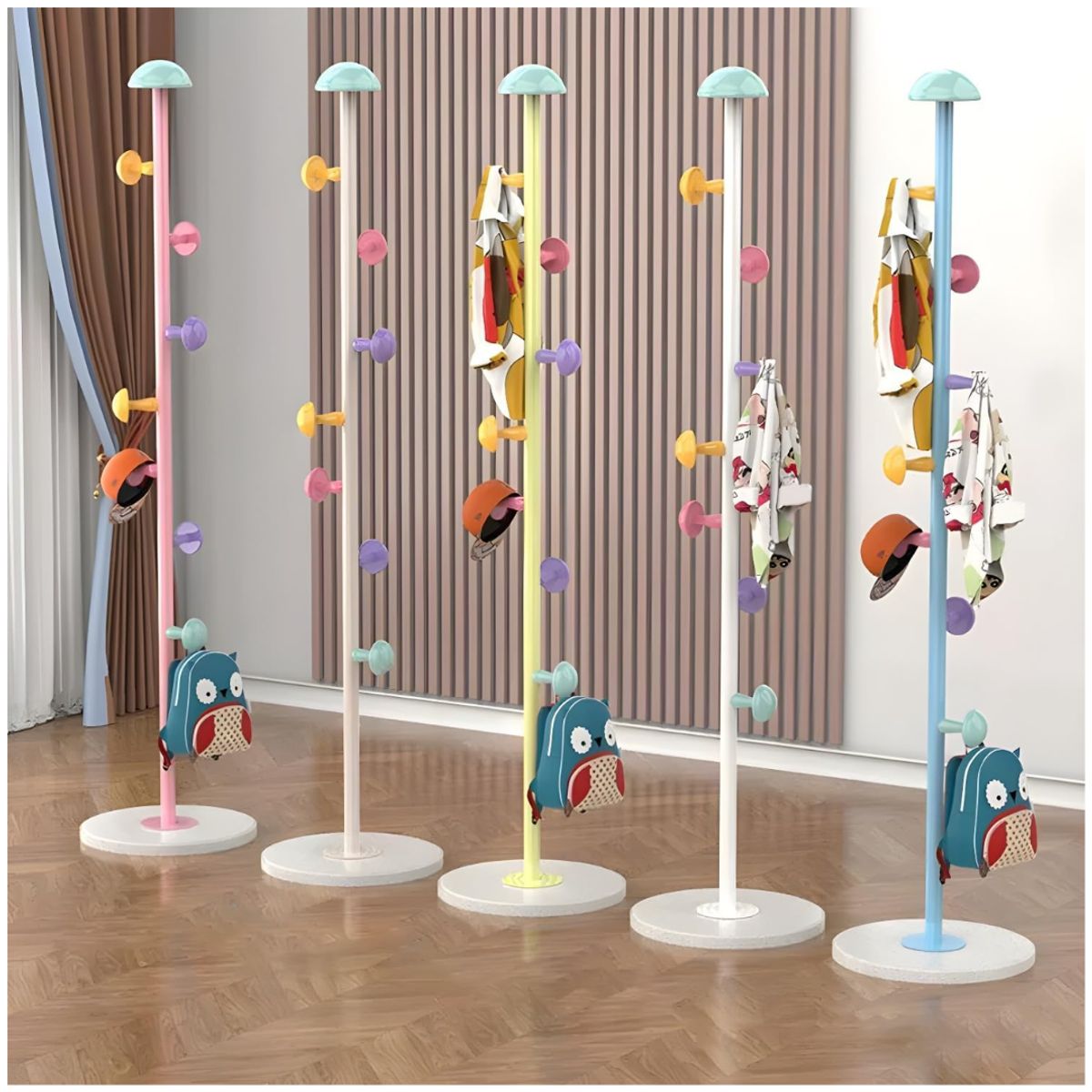 INSPIRA - Perchero Infantil de Pie con Ganchos en Forma de Honguito