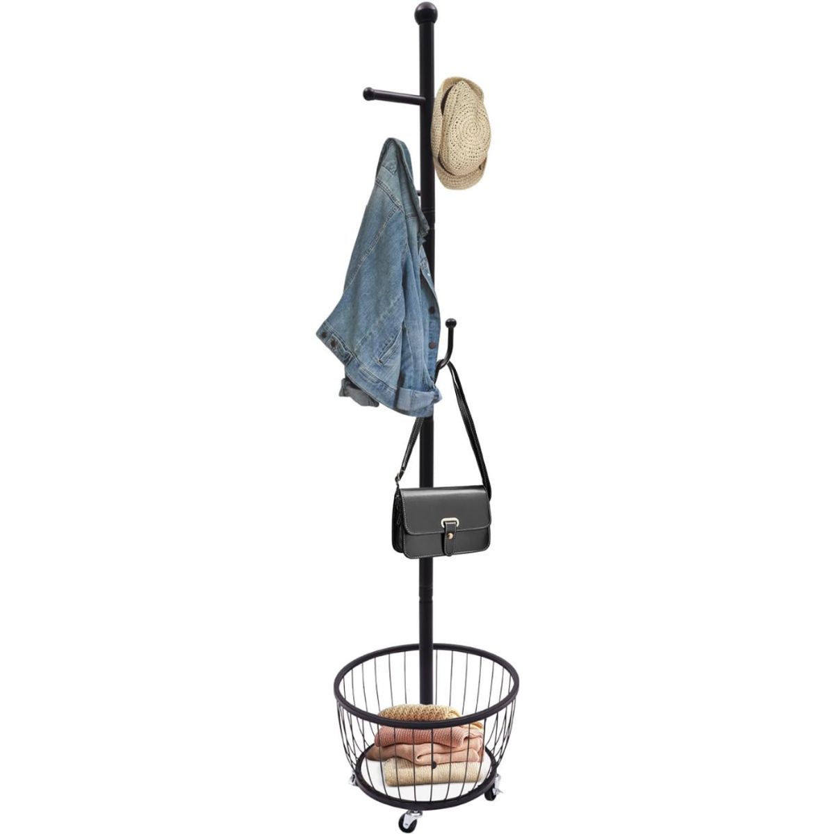 INSPIRA - Perchero de Pie con Cesta de Almacenamiento Inferior