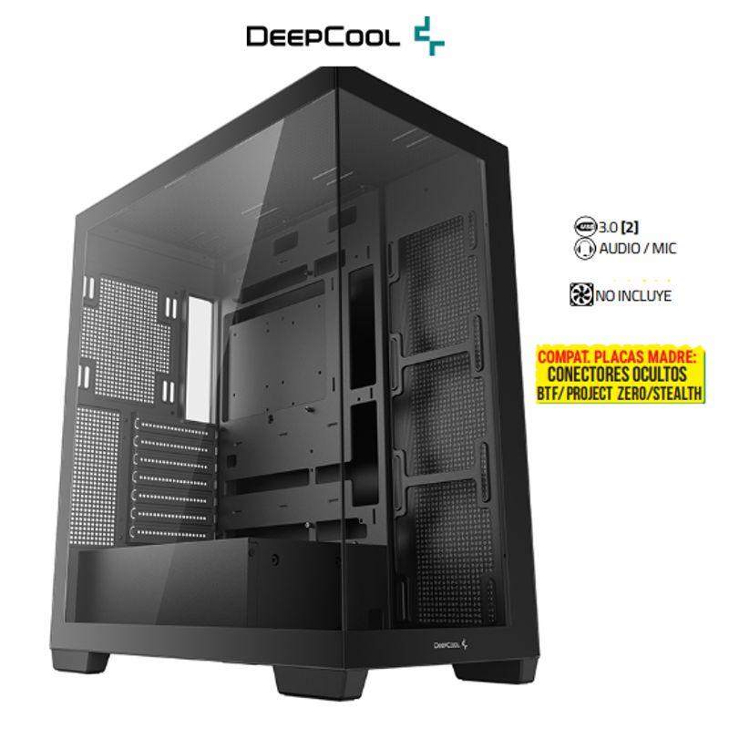 DEEPCOOL - Case CG580 BLACK  •Placa Base: ITX / M-ATX / ATX DeepCool