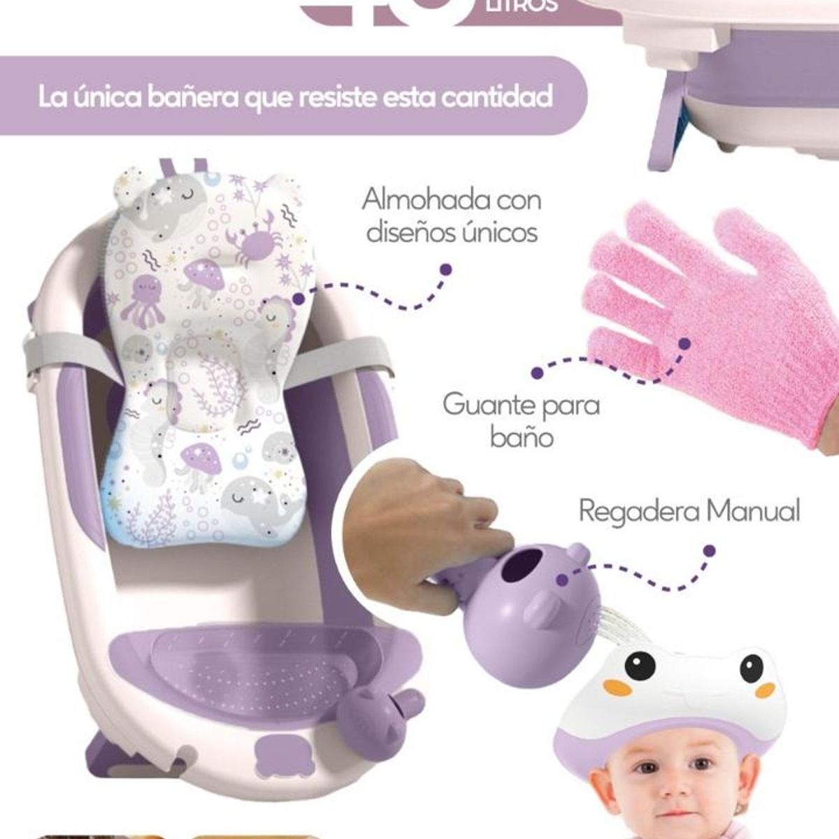 CAM - BAÑERA AQUABU 48L LILA BABY CAM