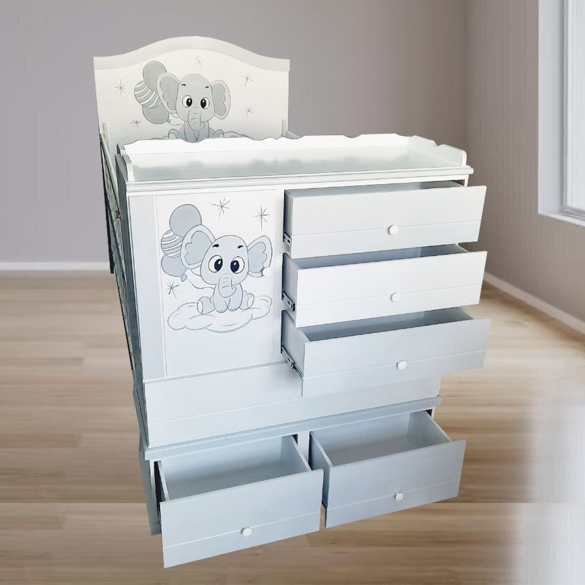 GENERICO - cama cuna de plaza y media colecho elefante gris