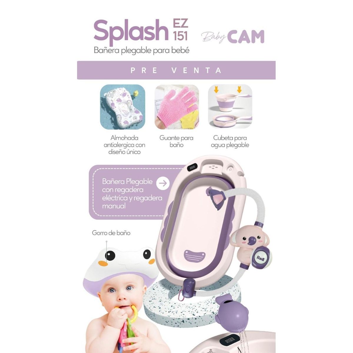CAM - BAÑERA SPLASH 37L LILA BABY CAM