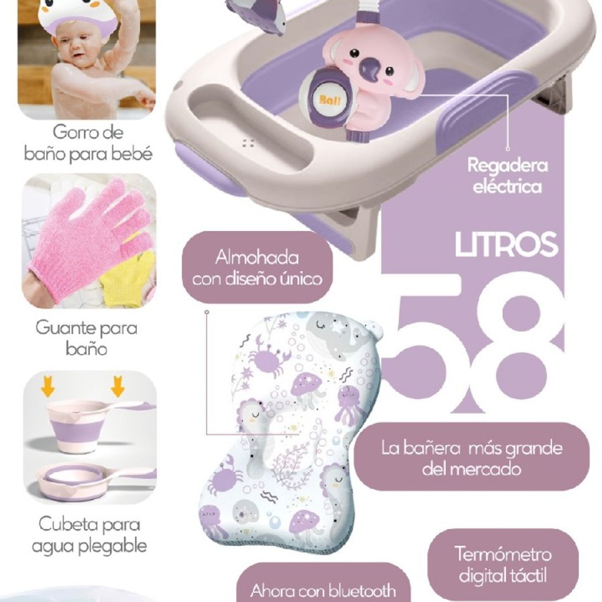 CAM - BAÑERA ATLANTIC 58L LILA BABY CAM