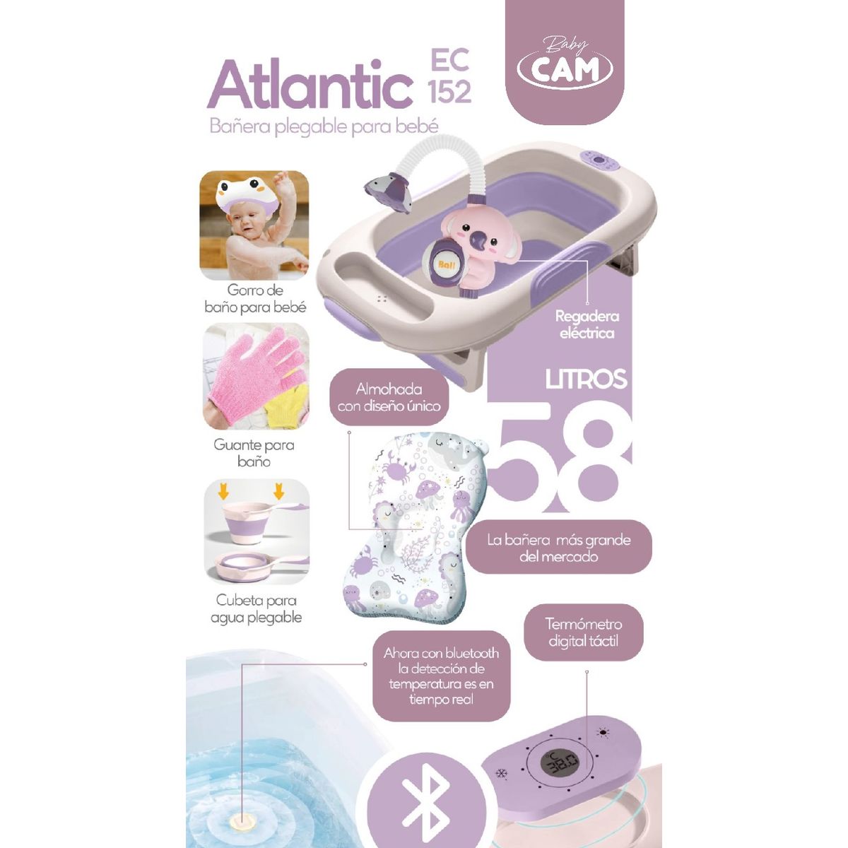 CAM - BAÑERA ATLANTIC 58L LILA BABY CAM