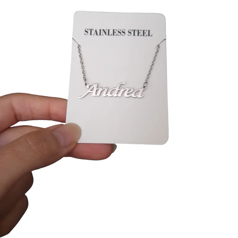 GENERICO - Collar plateado nombre personalizado Andrea acero inoxidable