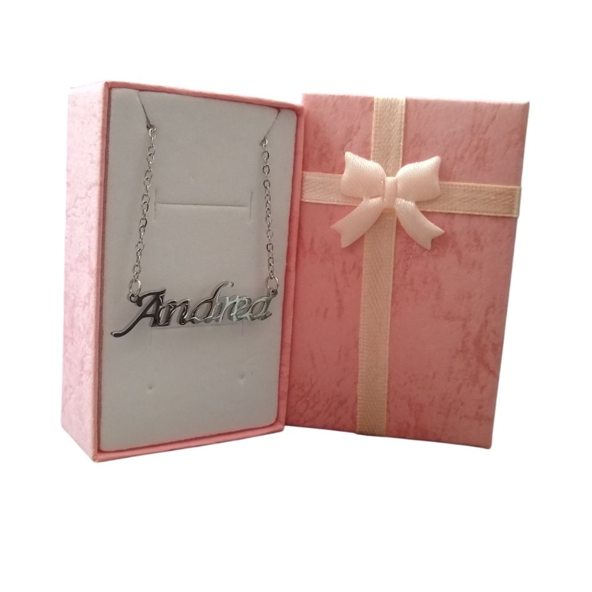 GENERICO - Collar plateado nombre personalizado Andrea acero inoxidable