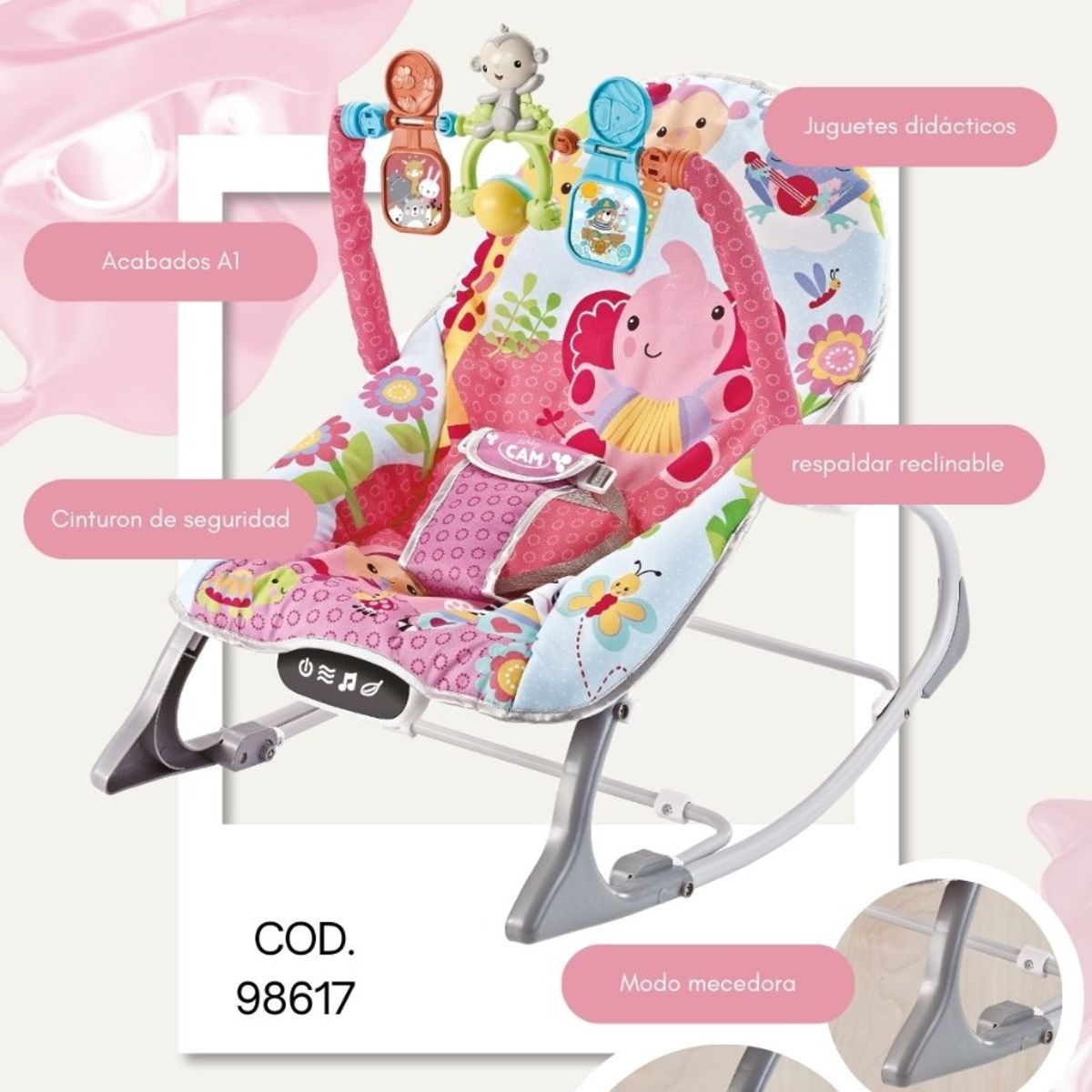 CAM - MECEDORA MUSICAL BLUETOOTH BABY CAM PINK