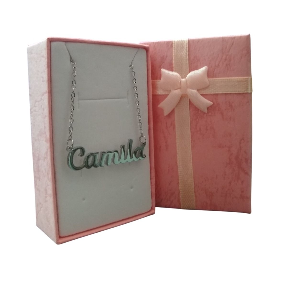 GENERICO - Collar plateado nombre personalizado Camila acero inoxidable