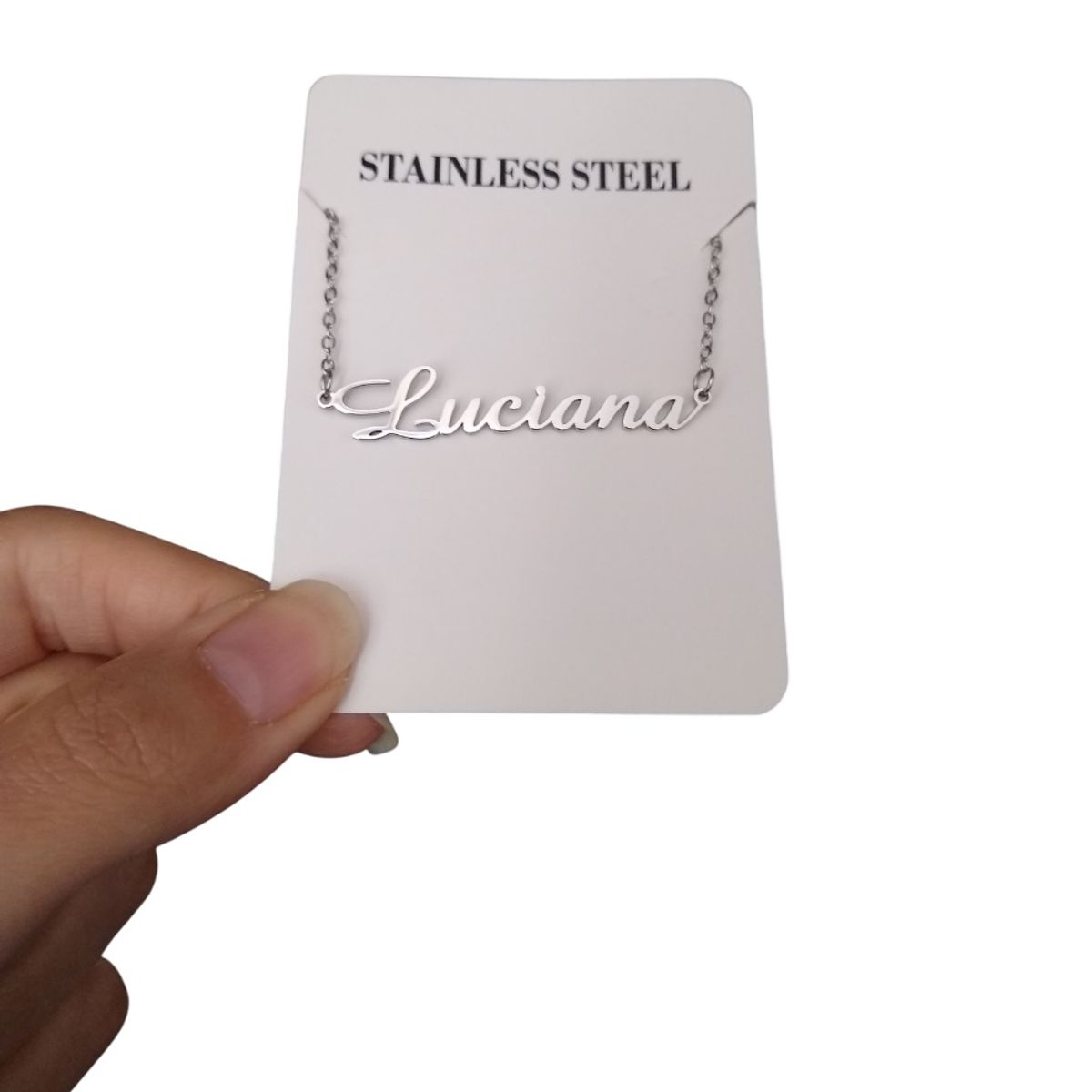 GENERICO - Collar plateado nombre personalizado Luciana acero inoxidable