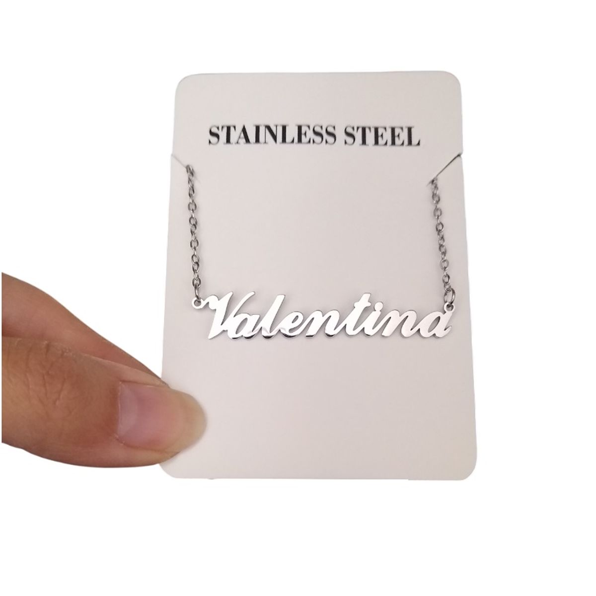 GENERICO - Collar plateado nombre personalizado Valentina acero inoxidable