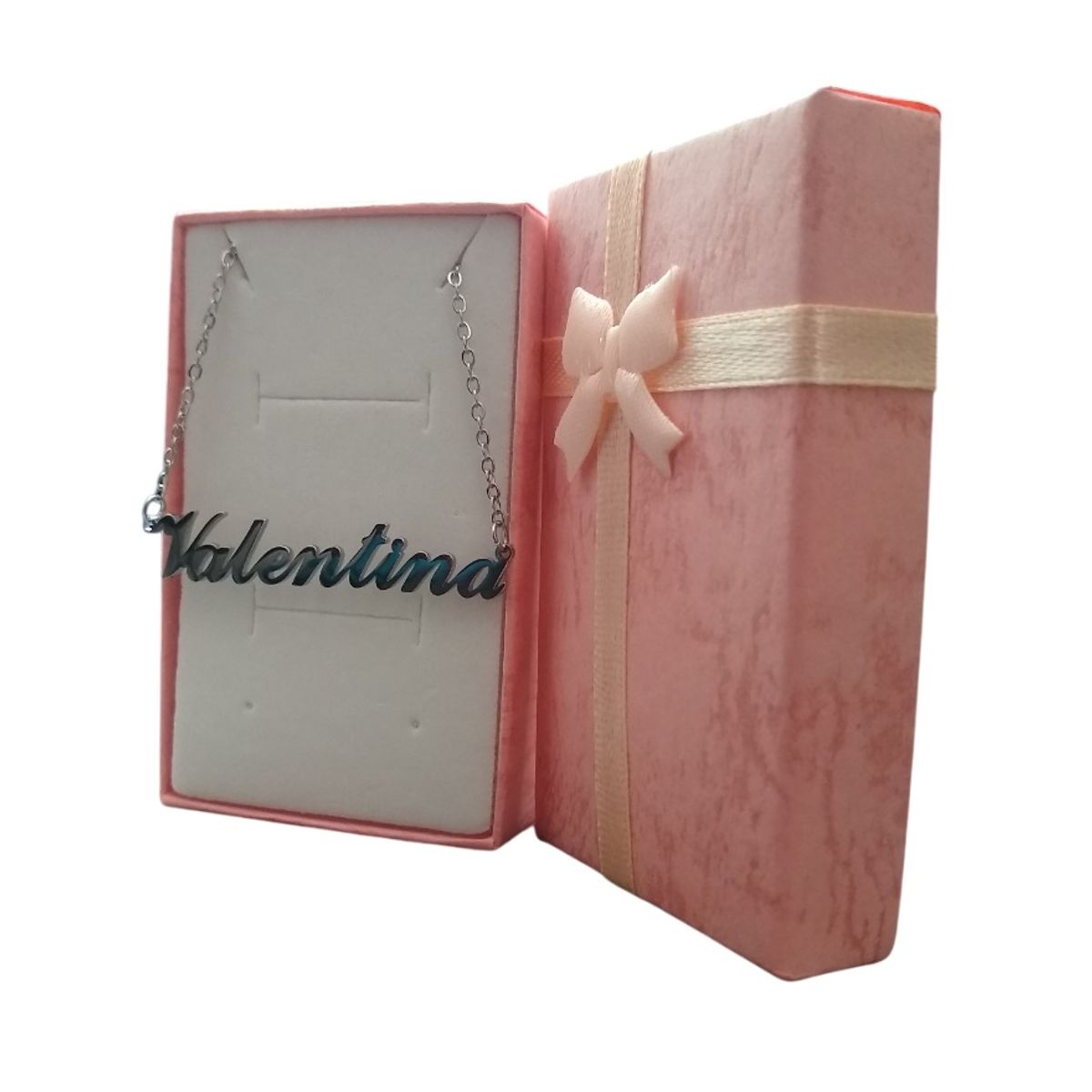 GENERICO - Collar plateado nombre personalizado Valentina acero inoxidable