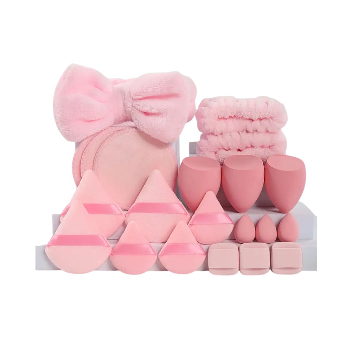 GENERICO - Pack de 21 de accesorios de maquillaje y Skin Care ROSA