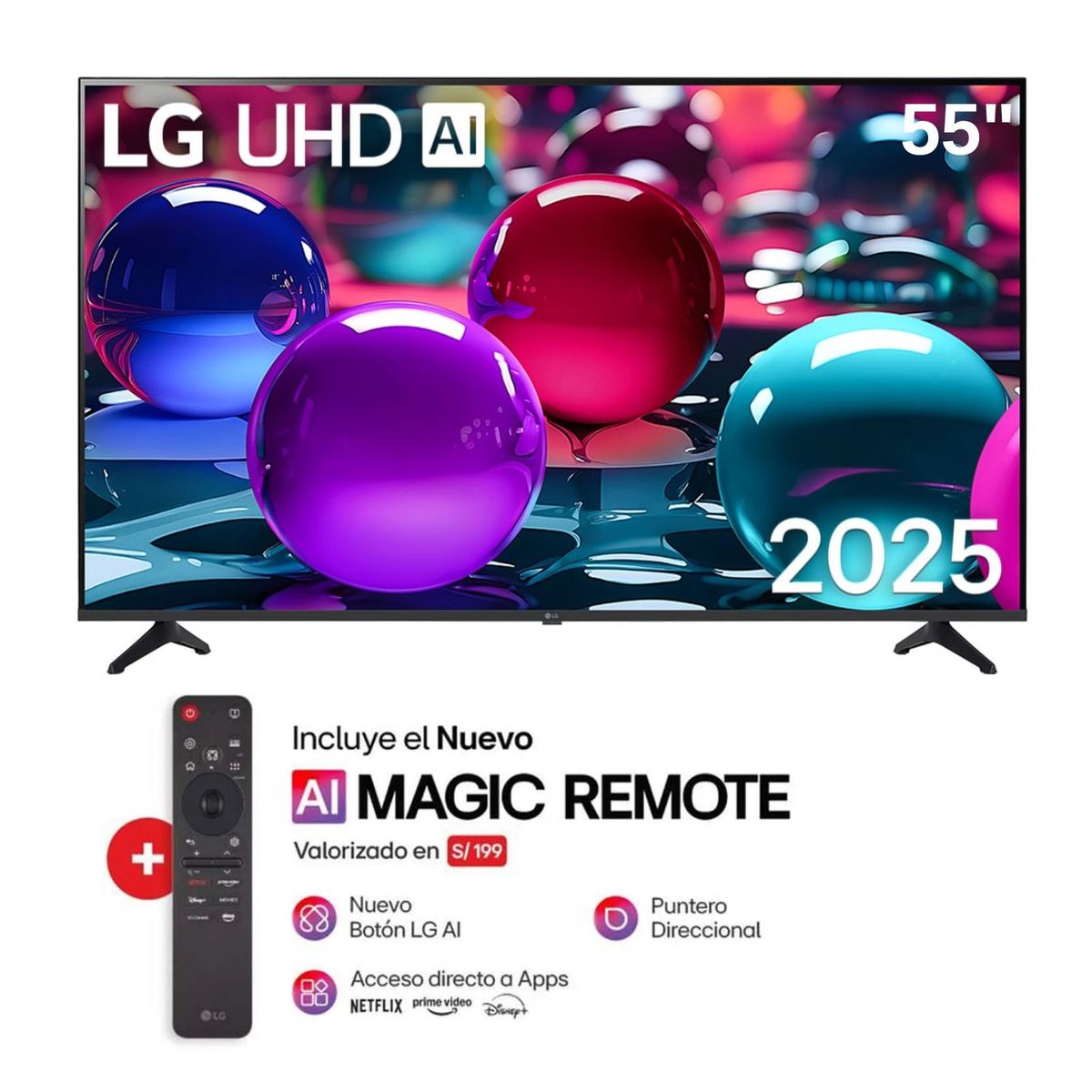 LG - Televisor LG 55 Smart UHD 4K Thinq Ai 55UA7300PSB + Magic Remote