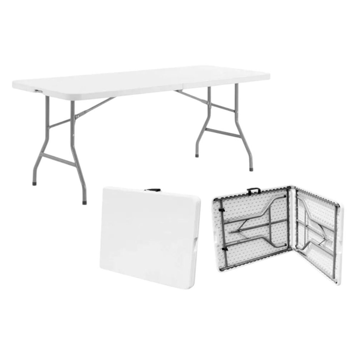 GENERICO - Mesa Plegable Rectangular Blanco 180x76x74 CM
