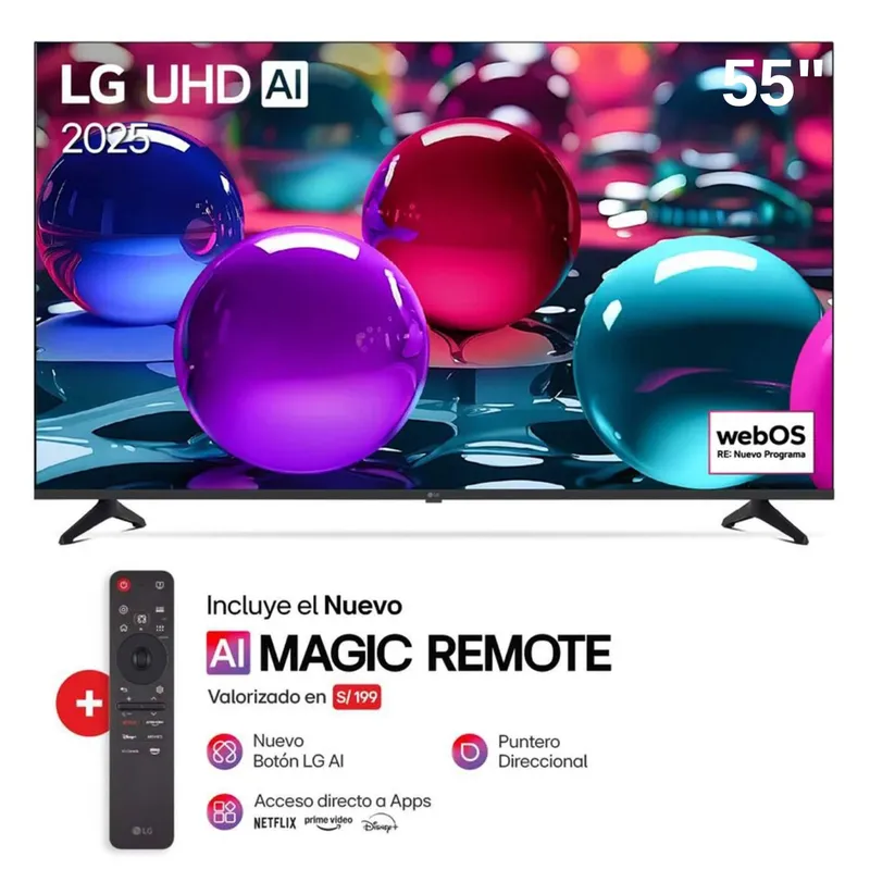 LG - Televisor LG 55" Smart UHD 4K Thinq Ai 55UA7300PSB - Nuevo 2025