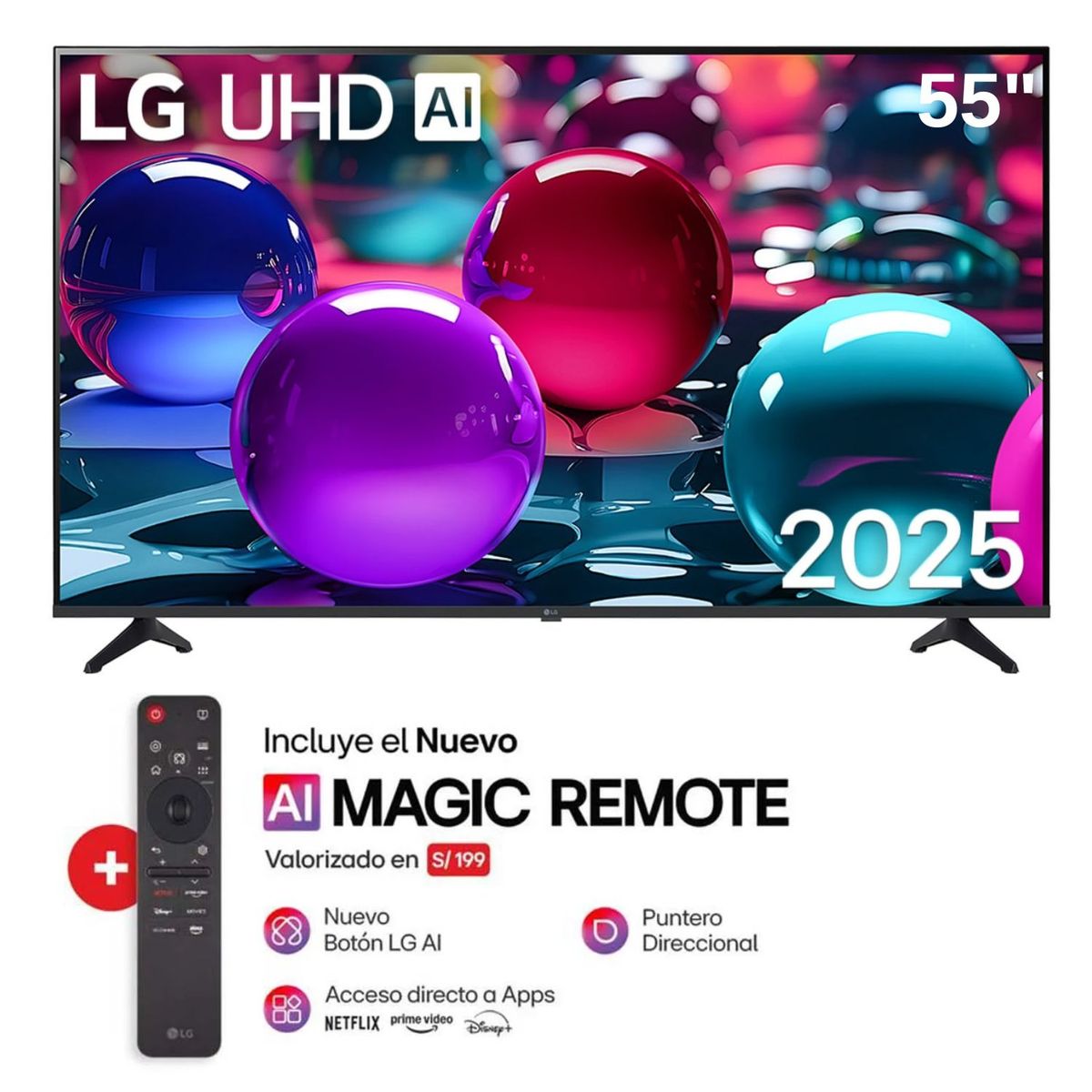 LG - Televisor LG 55 Smart UHD 4K Thinq Ai 55UA7300PSB + Control Magic Remote