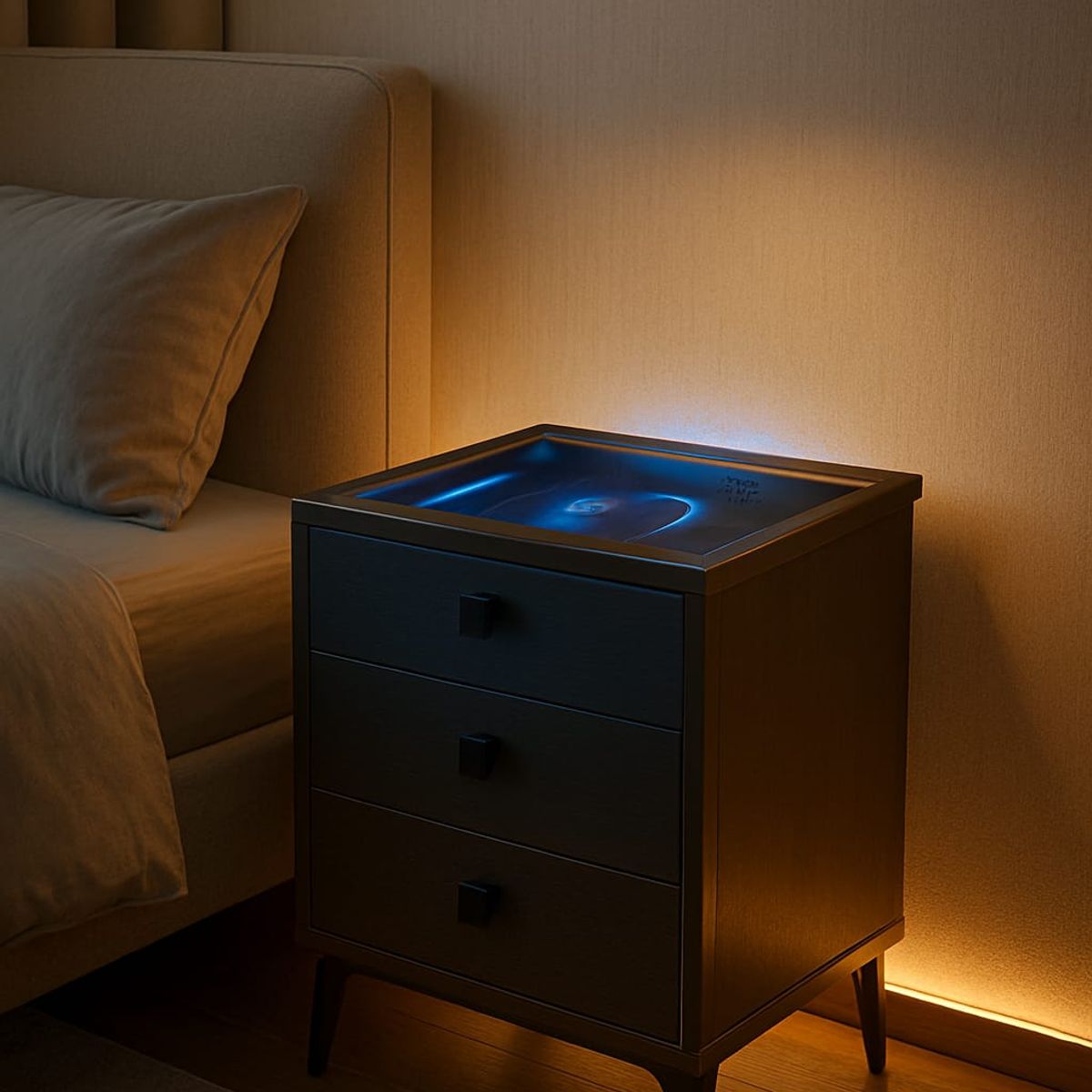 GENERICO - MESA DE NOCHE SMART 3 CAJONES GRIS