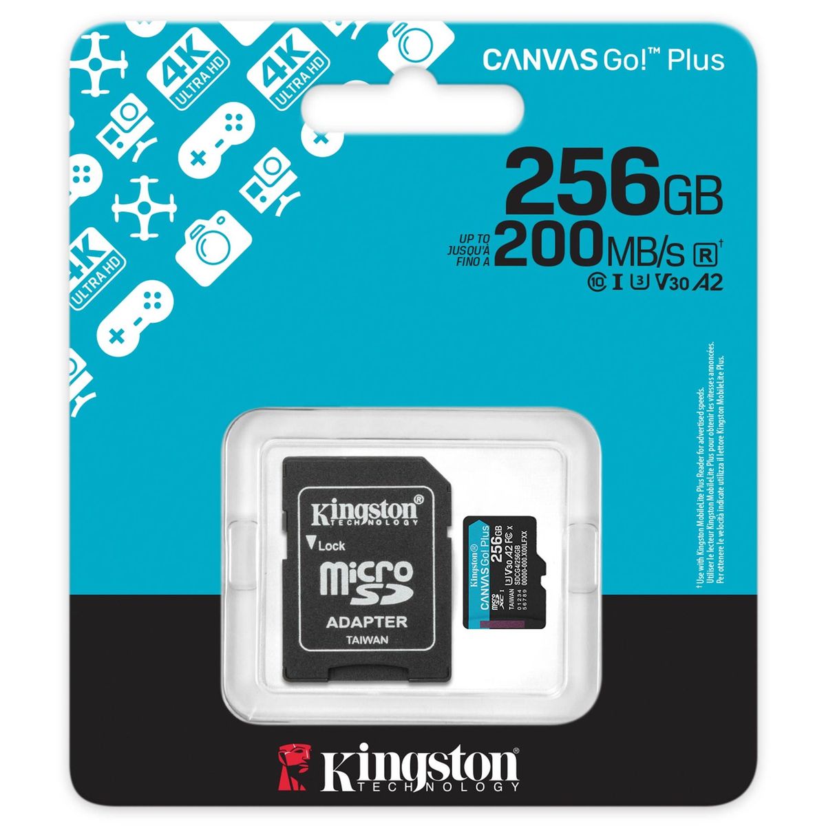 KINGSTON - Kingston 256GB Canvas Go Plus Gen 4 U3 MicroSDXC - SDCG4/256GB