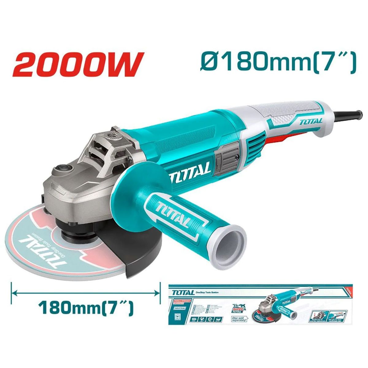 TOTAL TOOLS - Amoladora Angular Total 7 Pulgadas 2000w 180mm M14 Industrial-TG12018026
