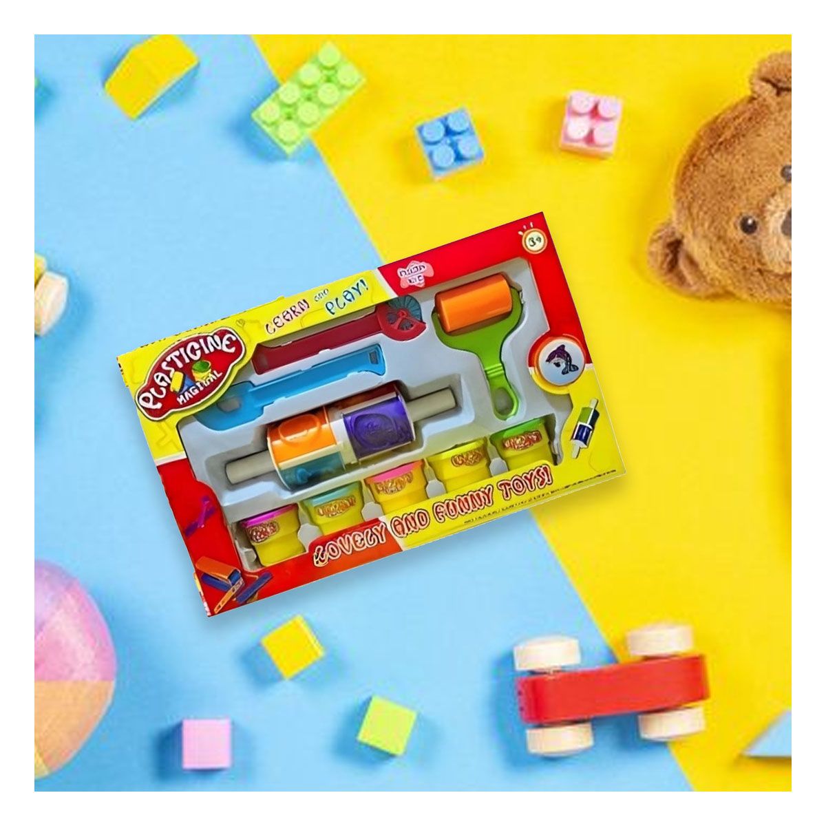 GENERICO - Pack6 Masa Moldeable con Rodillo en Caja Multicolor