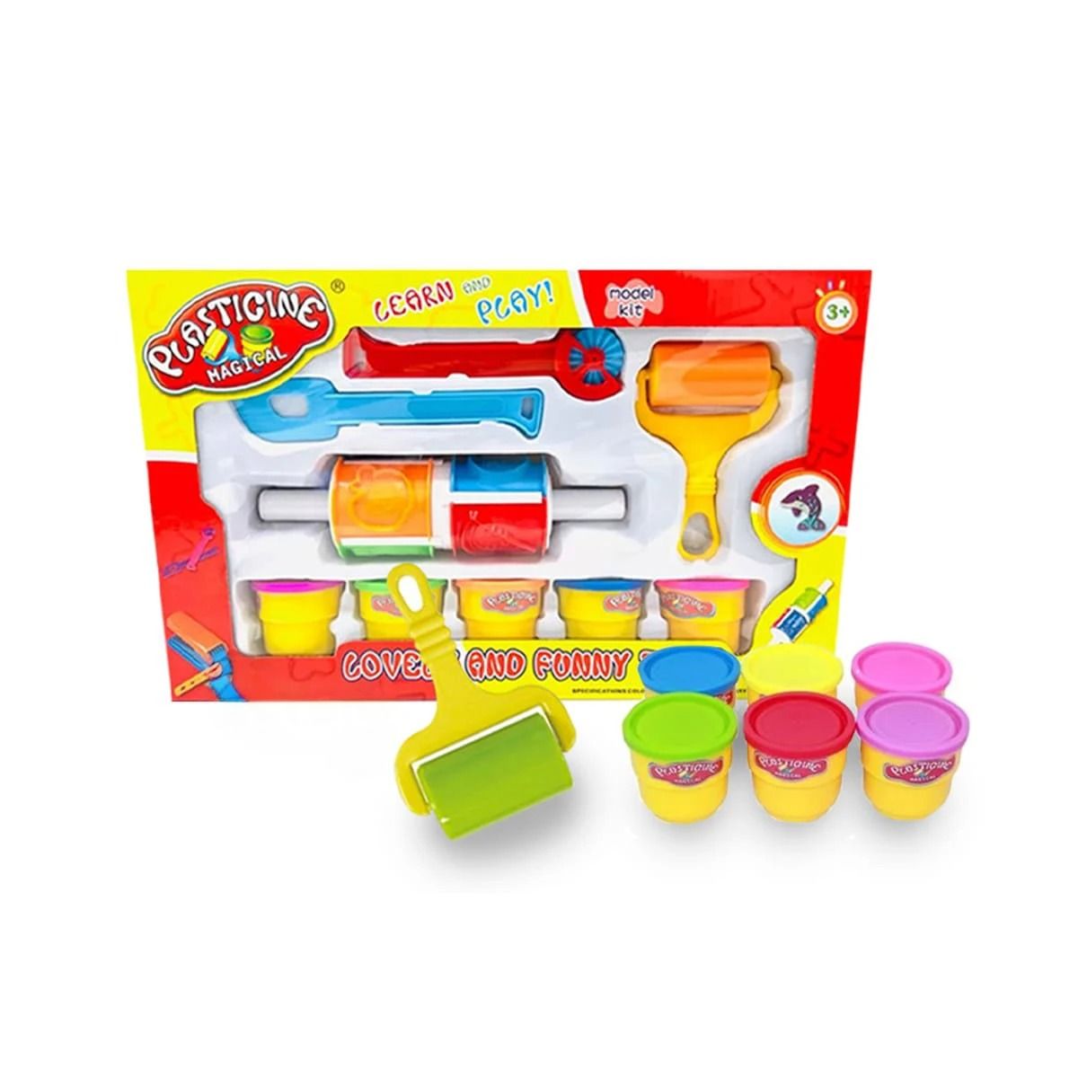 GENERICO - Pack6 Masa Moldeable con Rodillo en Caja Multicolor