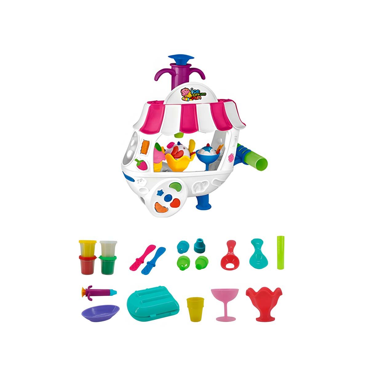 GENERICO - Pack2 Carro Heladero para Crear Figuras en Rosado y Blanco