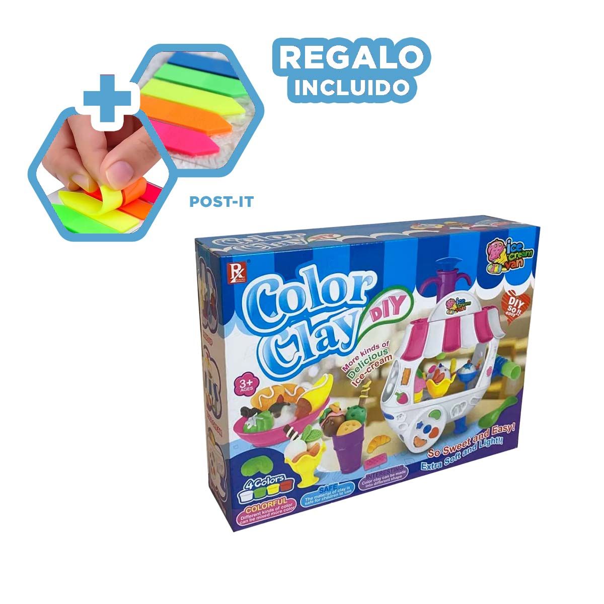 GENERICO - Pack6 Carro de Figuras Rosado y Blanc y+Banderitas Adhesivas