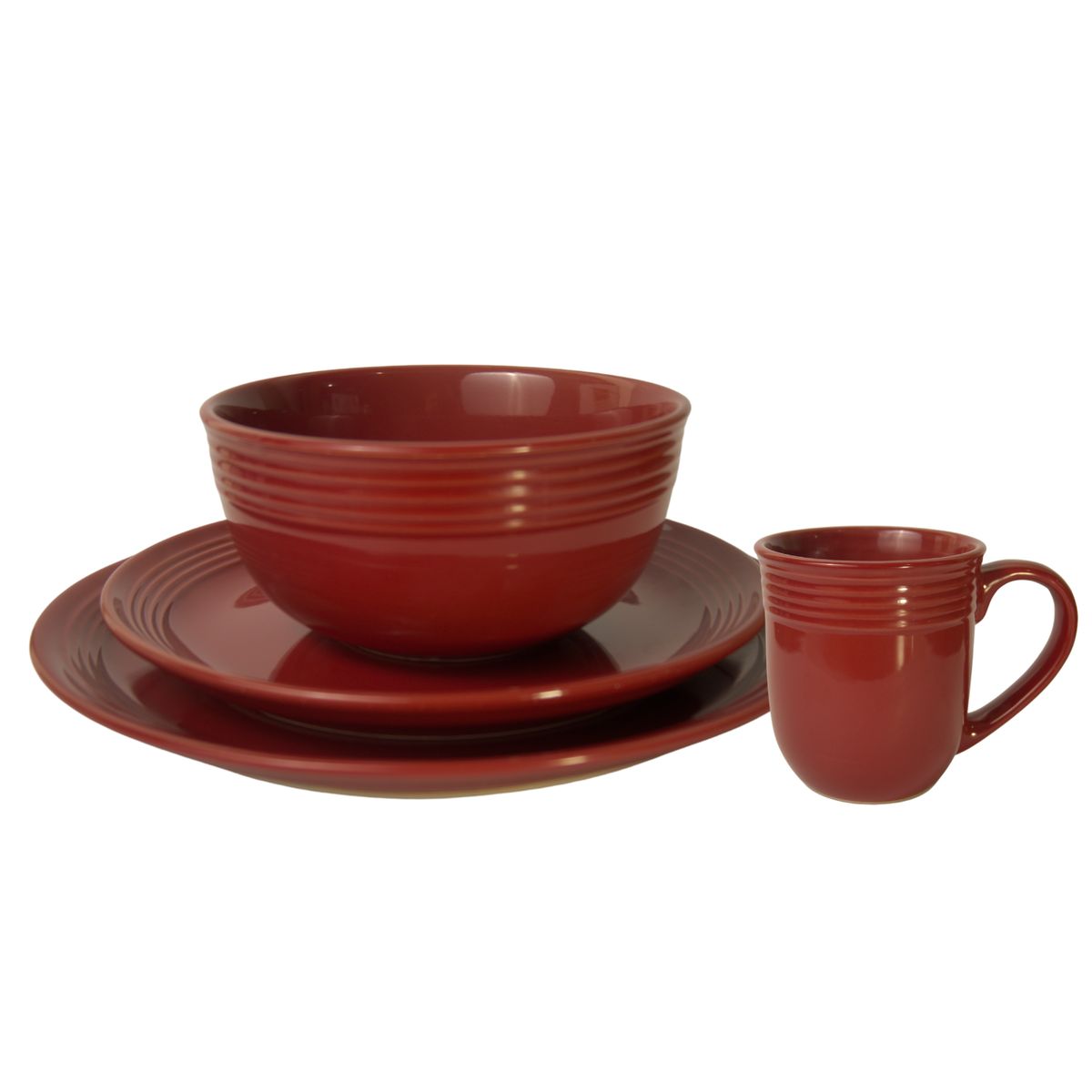 GENERICO - JUEGO DE VAJILLA 4 PIEZAS ROJO CARMESI