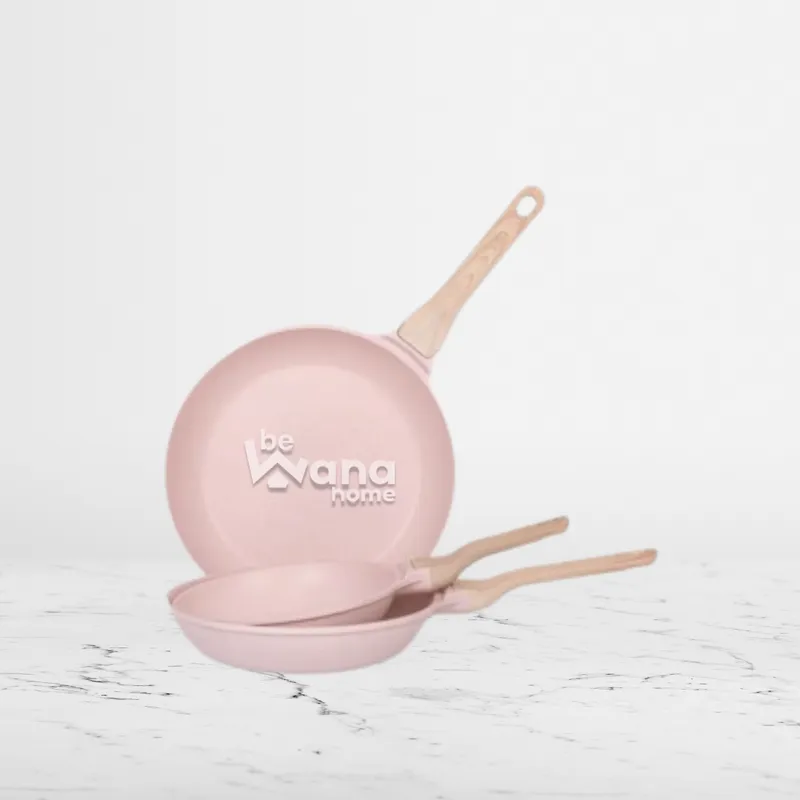 OEM - Sartén de Roca Volcánica Antiadherente Con Tapa 20cm Rosa MGC