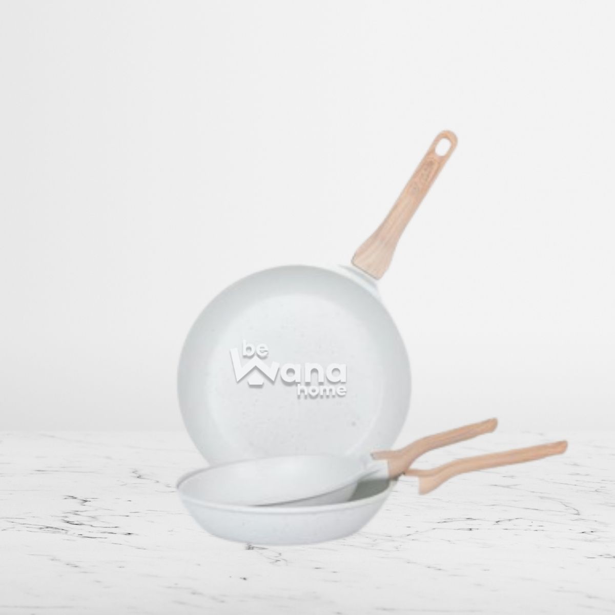 OEM - Sartén de Roca Volcánica Antiadherente Con Tapa 20cm White MGC