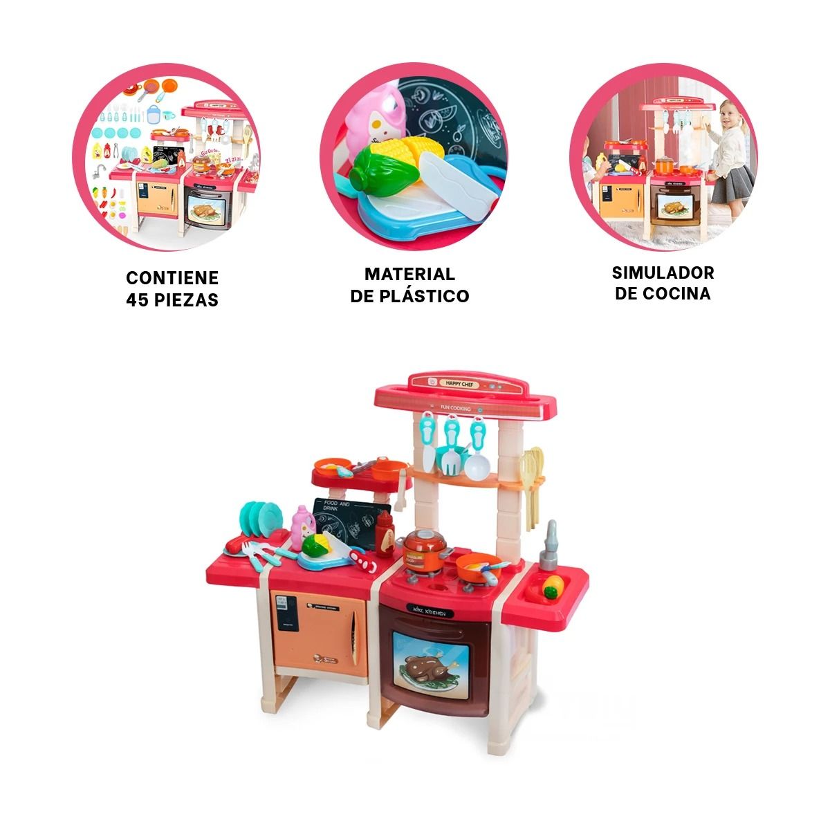 RYBIU IMPORT - Pack2 Simulador de 45 Piezas de Cocina Ros Y+Regalo Agendita