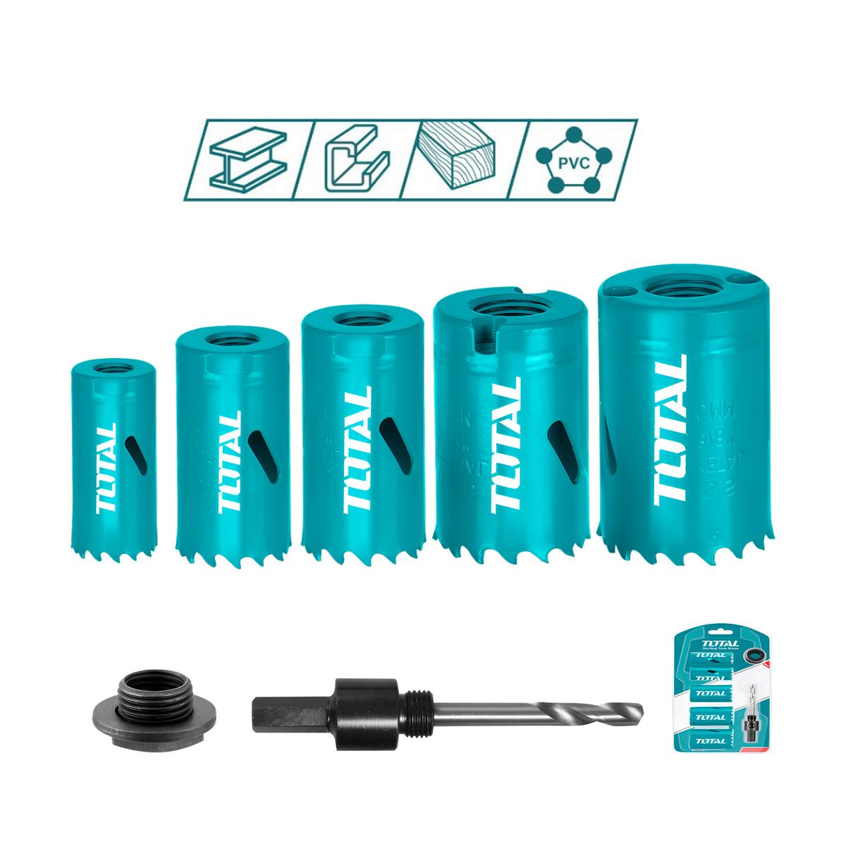 TOTAL TOOLS - Juego 7piezas Brocas Circulares Madera Sierra Total Tacsh107