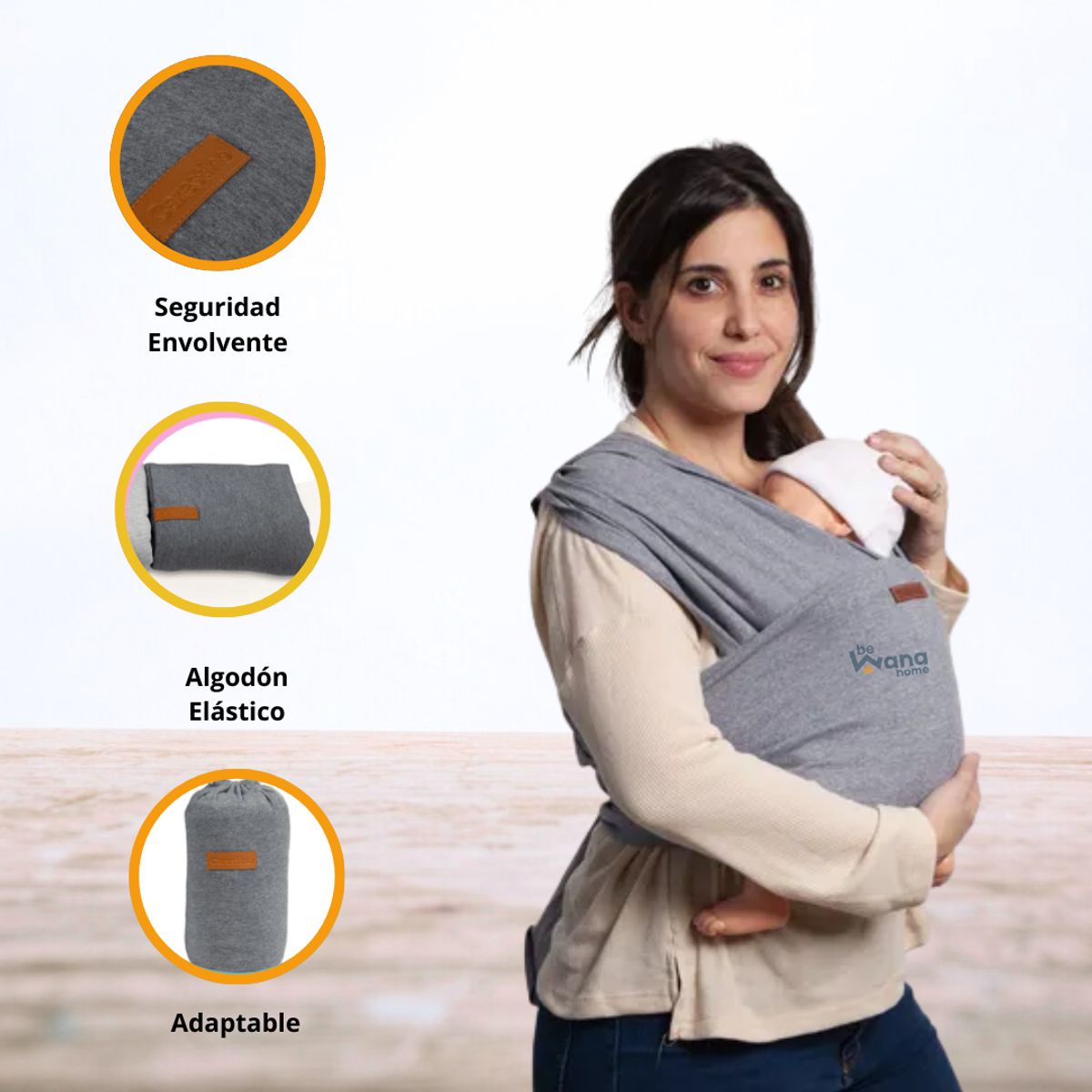 CARESTINO - Porta Bebé «FULAR» Black Gray