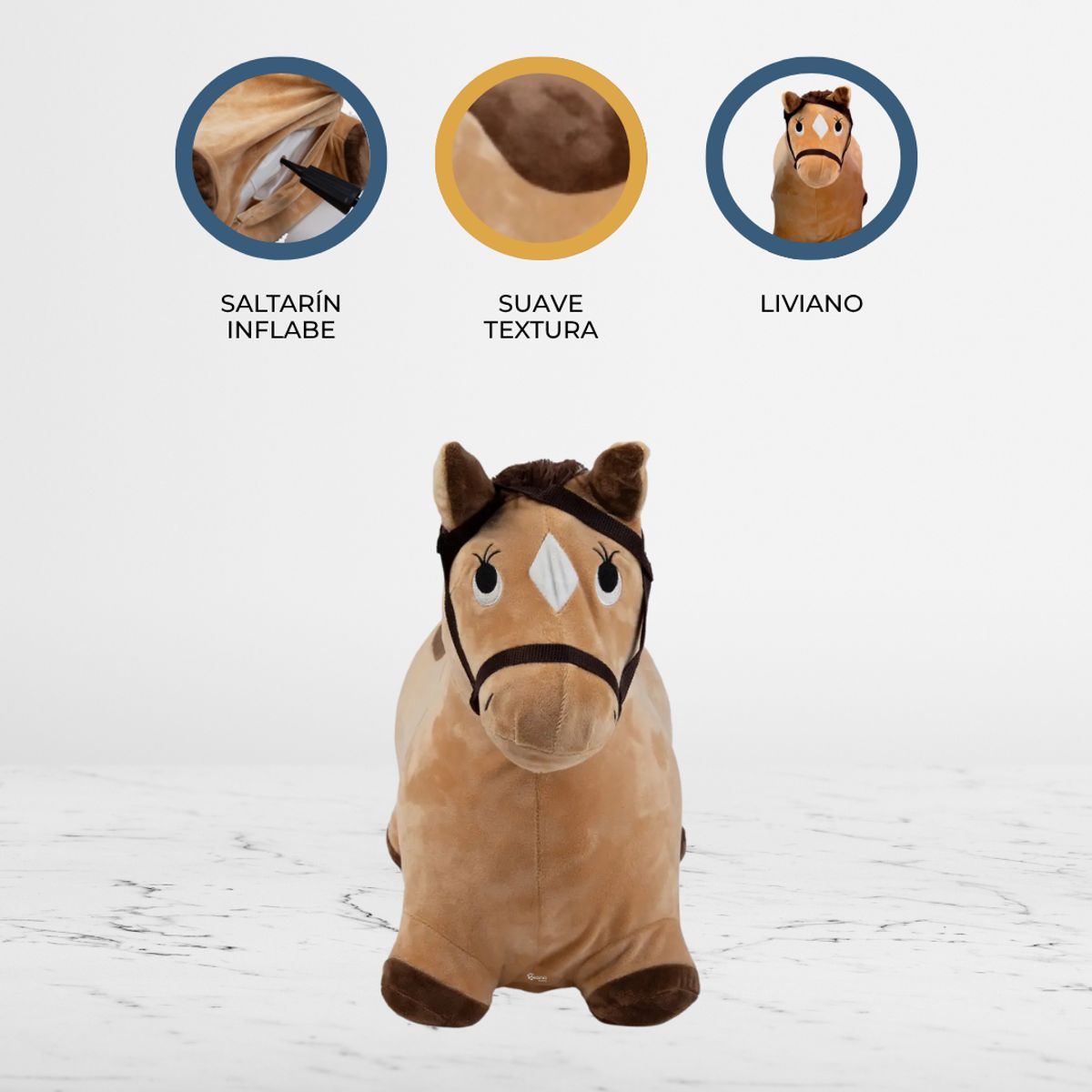 CARESTINO - Saltarín de Peluche Inflable +18meses «CABALLO BROWN»