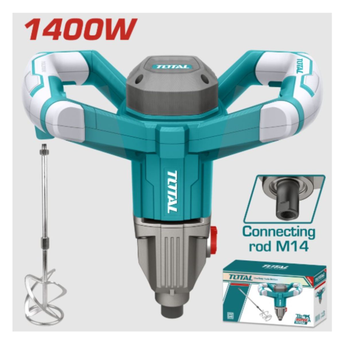 TOTAL TOOLS - Mezcladora de Cemento o Pintura de 1400W Industrial
