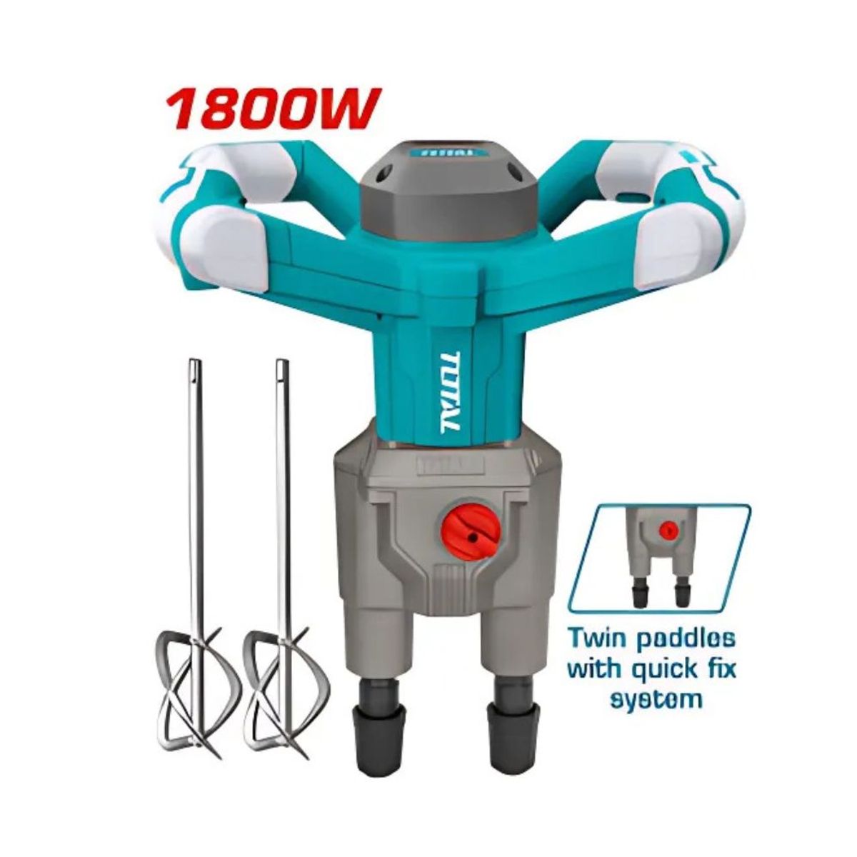 TOTAL TOOLS - Mezcladora de Doble Paleta Cemento o Pintura de 1800W Industrial
