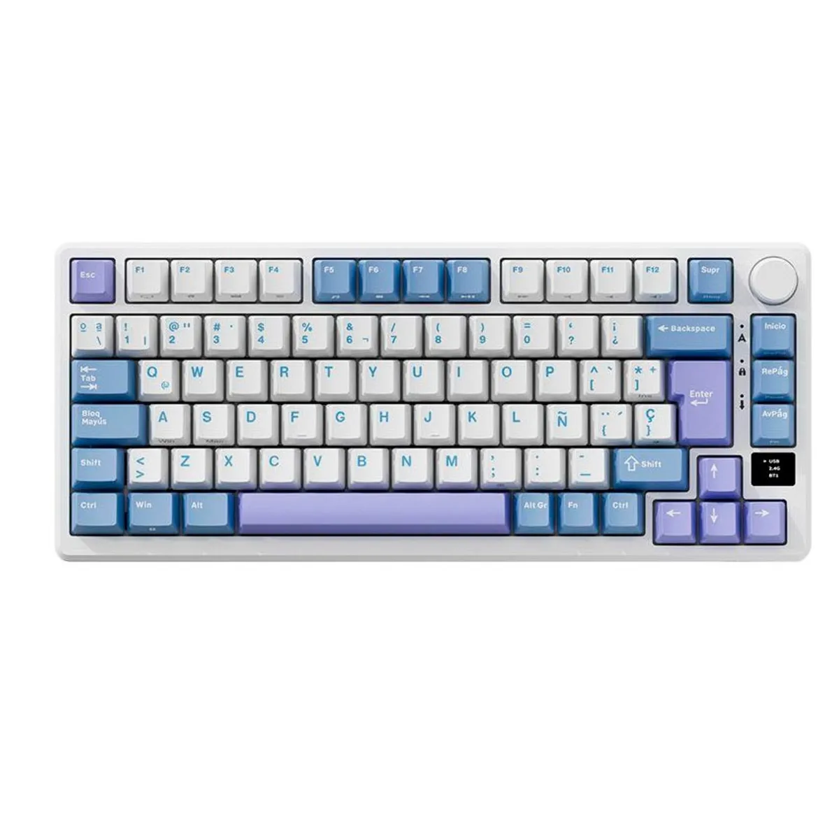ROYAL KLUDGE - Teclado Royal Kludge Inalámbrico RK-M75 Taro Milk 75%  Switch K Silver