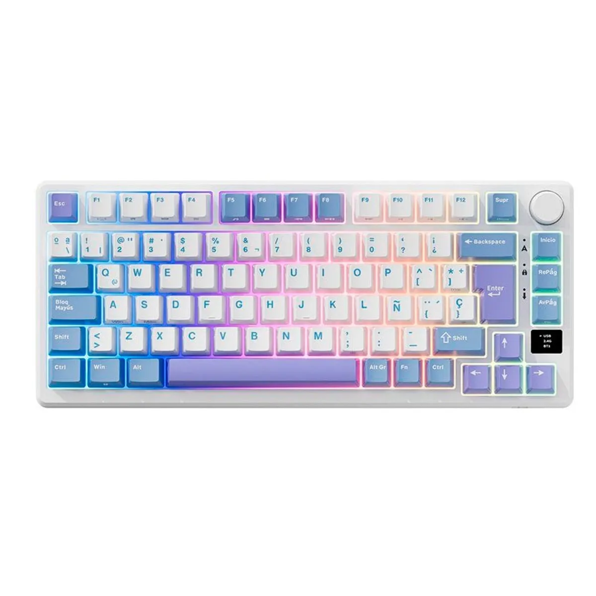 ROYAL KLUDGE - Teclado Royal Kludge Inalámbrico RK-M75 Taro Milk 75%  Switch K Silver