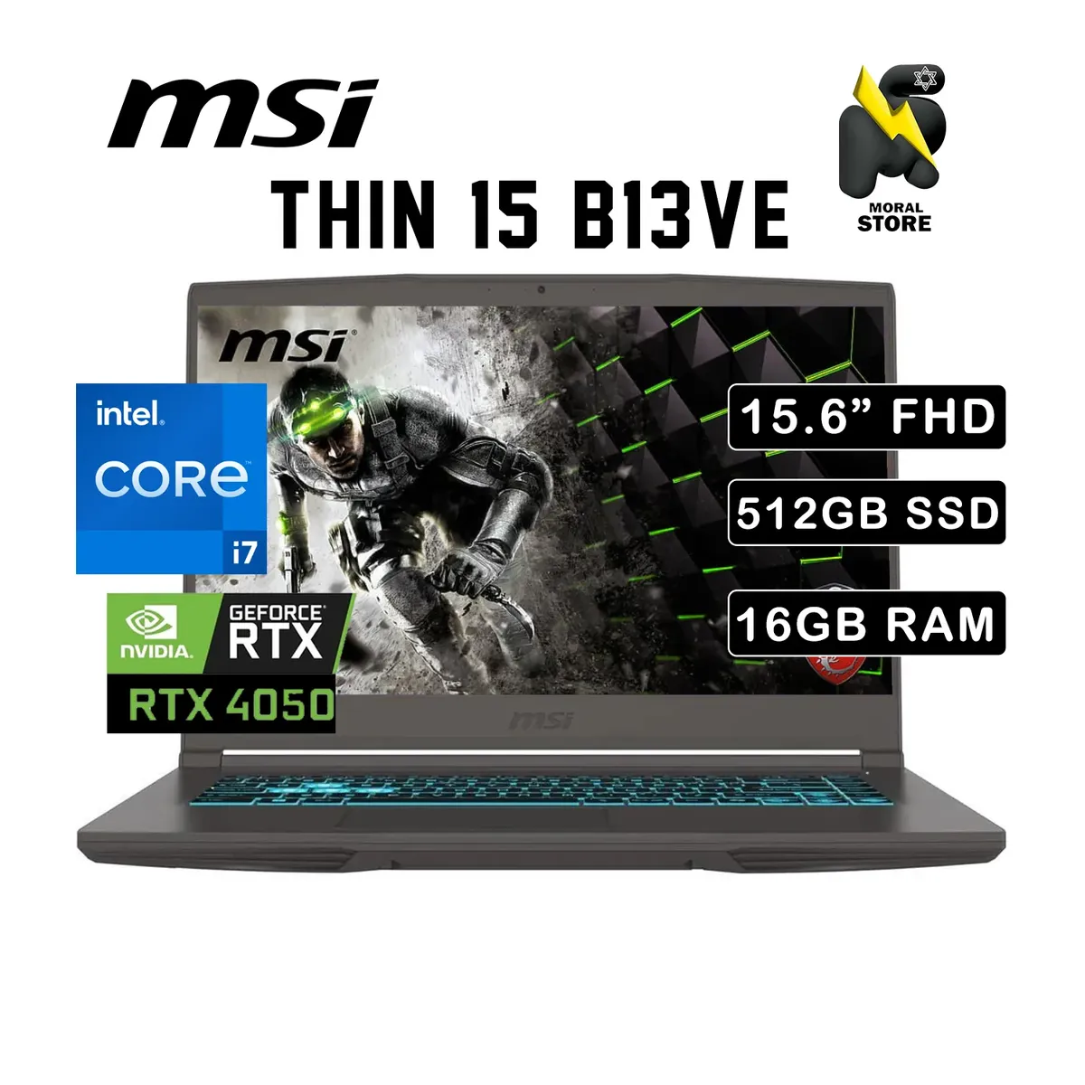 Msi - LAPTOP MSI THIN 15 B13VE /INTEL CORE I7-13620H / DISCO 512 GB  SSD / RAM 16 GB /N-VIDIA RTX 4050