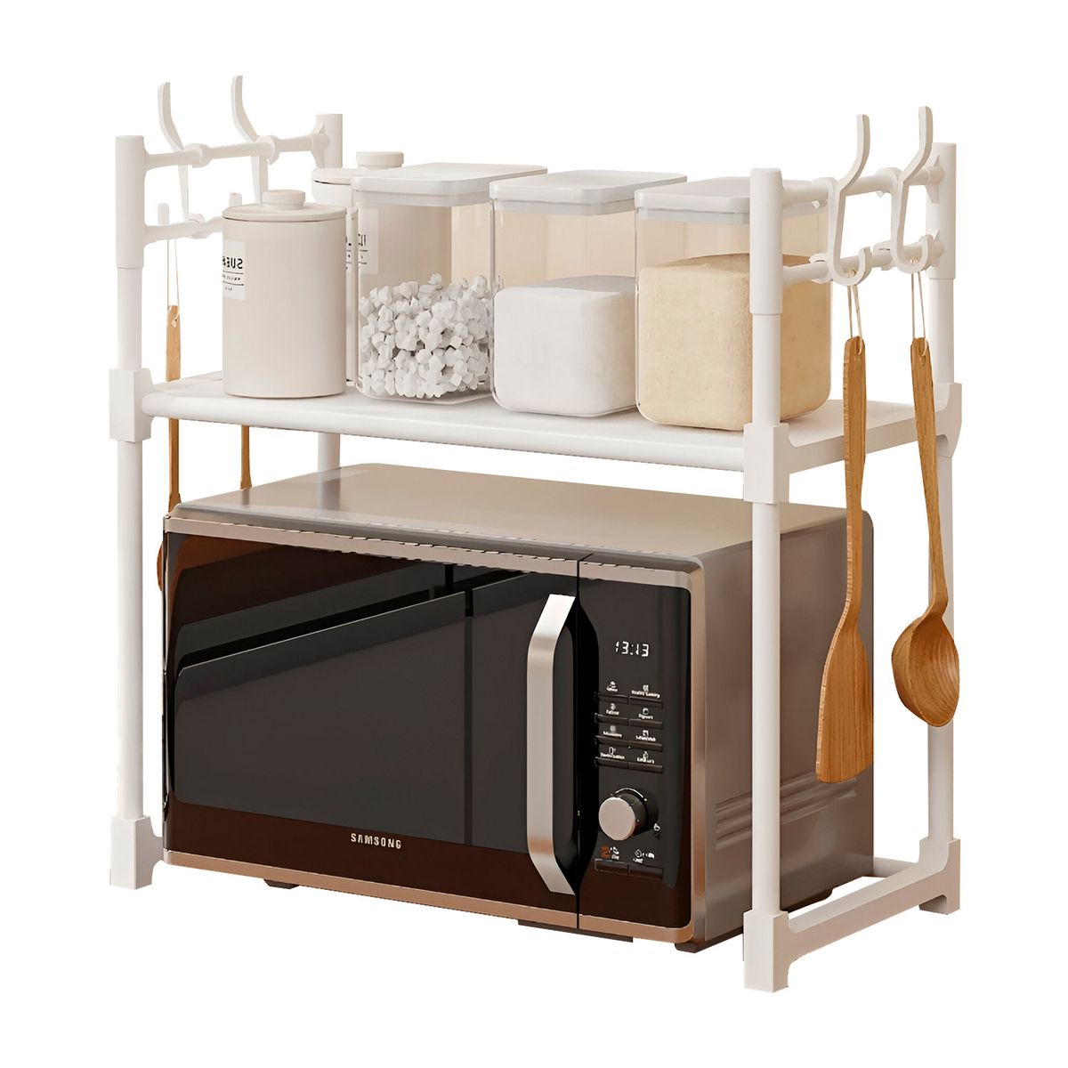 GENERICO - Organizador Multifuncional Para Microondas 1 Nivel Blanco